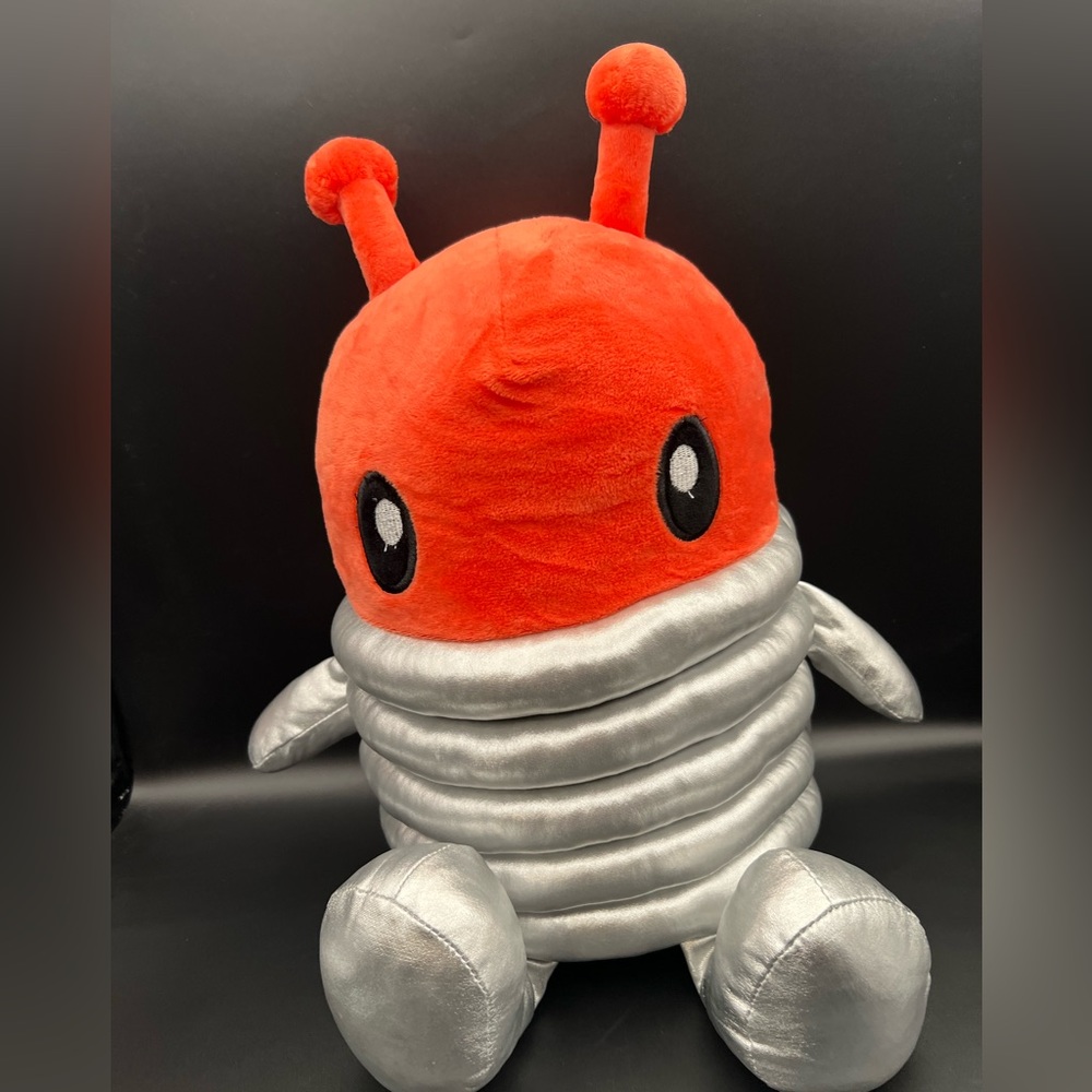 Pre-love Pillowfort Alien Suit 16”  Throw Pillow Orange Silver Plush Super Cute!